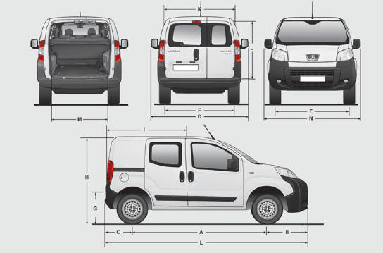 Peugeot Bipper. Dimensions 