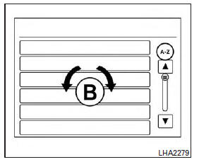 Nissan NV200. Défilement dans les menus