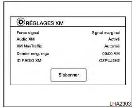 Nissan NV200. Réglages xm