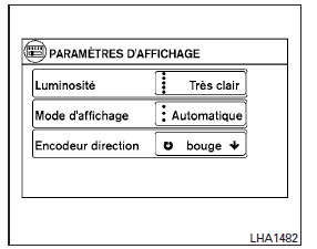 Nissan NV200. Réglage de l'écran