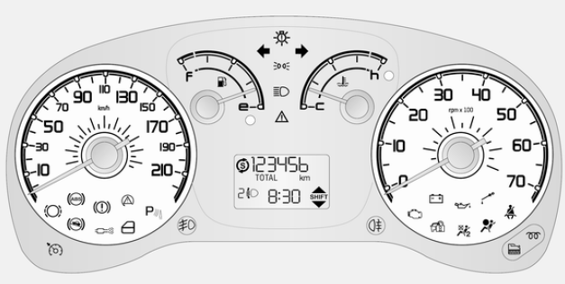 Opel Combo. Témoins du combiné d'instruments