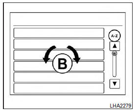 Nissan NV200. Défilement dans les menus