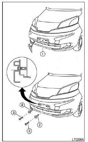 Nissan NV200. Installation de la plaque d'immatriculation avant